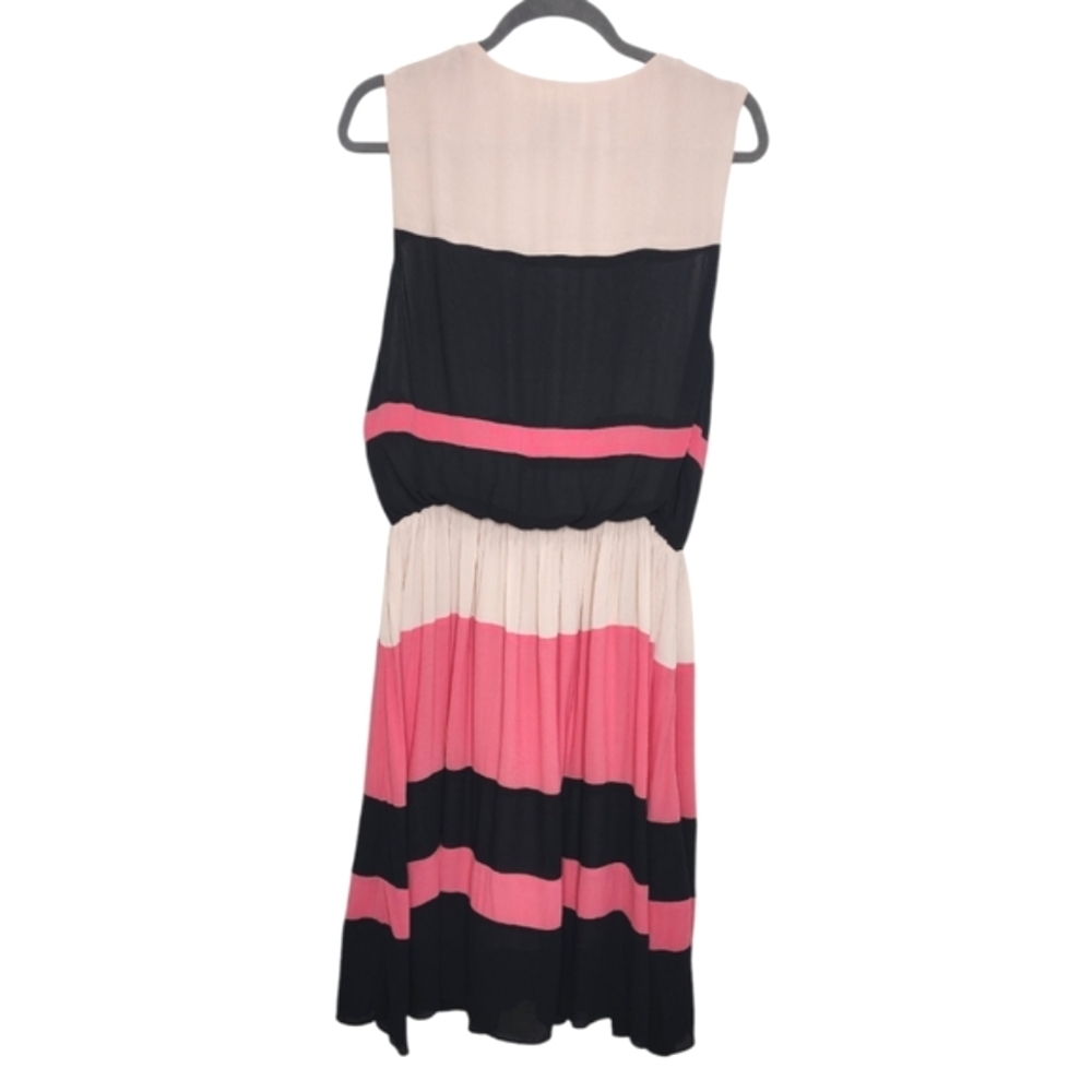 Taylor Stripped V- Neck Sleeveless Black / Pink Dress Sz 12 - Picture 6 of 8
